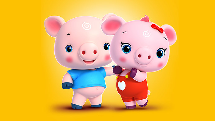 豬小凈與豬小垠卡通形象設(shè)計